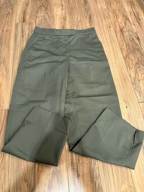 Olive Green Wide-Leg Trousers